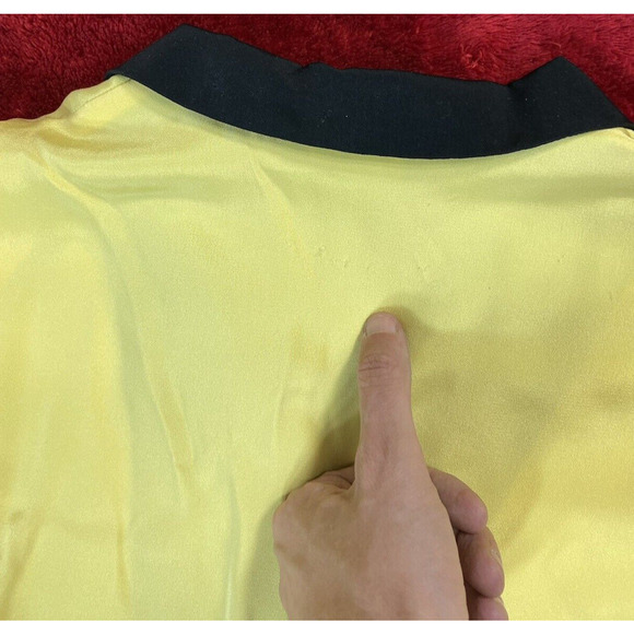 Vintage Due Per Due S 12 %100 Silk Yellow Blouse Long Sleeve Shirt Waitress 80s - Picture 7 of 10